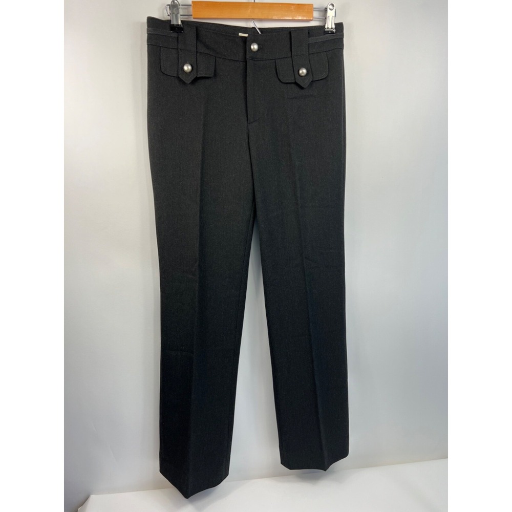 Vertigo Dress Pants Women's Sz 4 Charcoal False Button Flaps